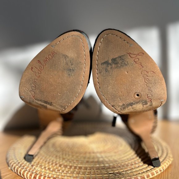 Sam Edelman Laced Stiletto Heel Bootie Animal Print Cheetah Leopard Brown Zebra - Picture 7 of 9